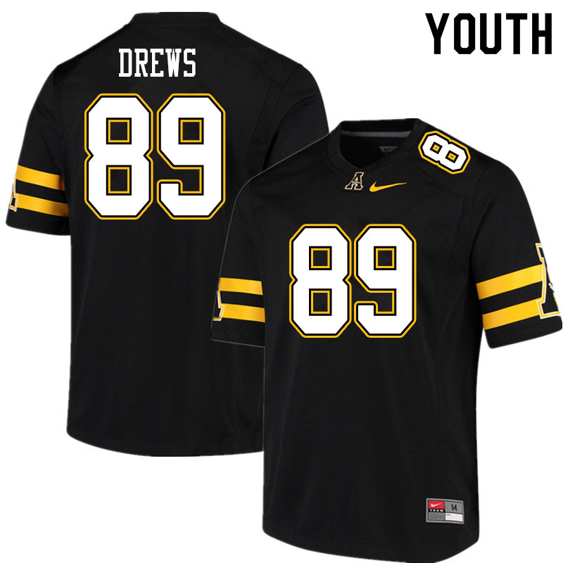 Youth #89 August Drews Appalachian State Mountaineers College Football Jerseys Sale-Black